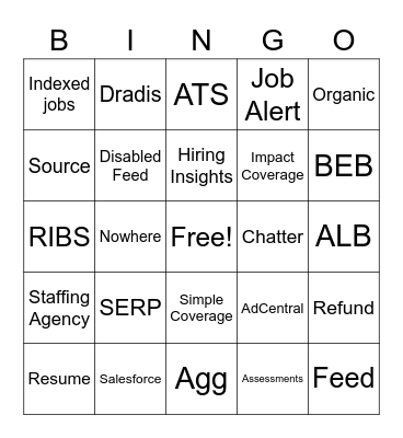 Indeed Jargin Bingo Card