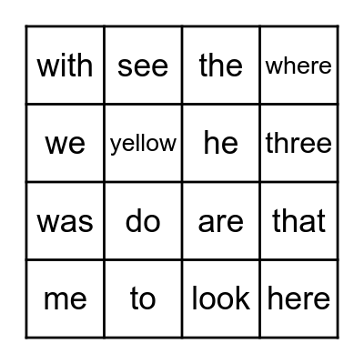 SIGHT WORDS (R) Bingo Card