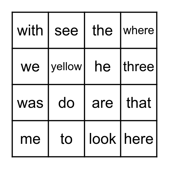 SIGHT WORDS (R) Bingo Card
