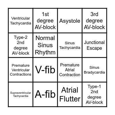EKG BINGO Card