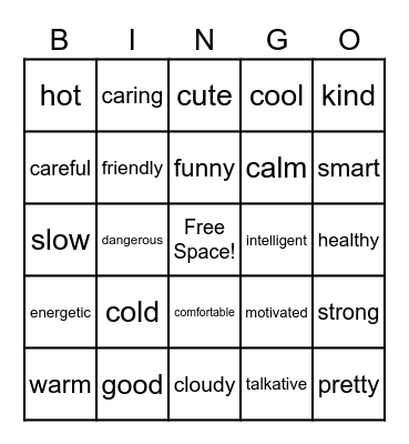 Comparatives & Superlatives Bingo Card