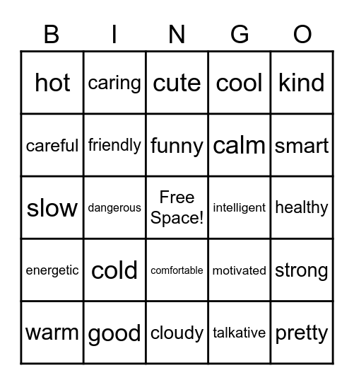 Comparatives & Superlatives Bingo Card