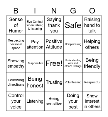 Mustang Way Bingo Card