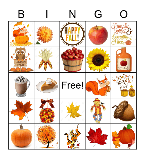 Autumn Bingo  Bingo Card
