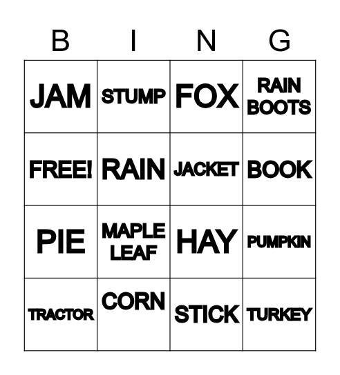 FALL BINGO Card