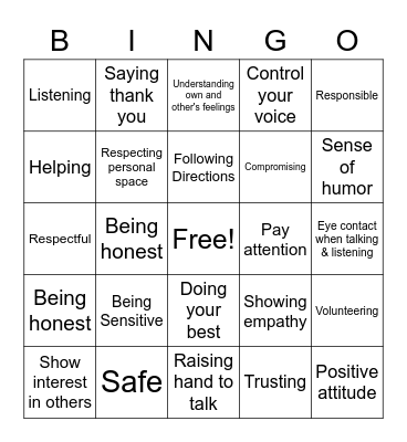 Mustang Way Bingo Card