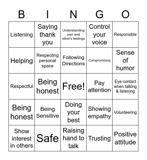 Mustang Way Bingo Card