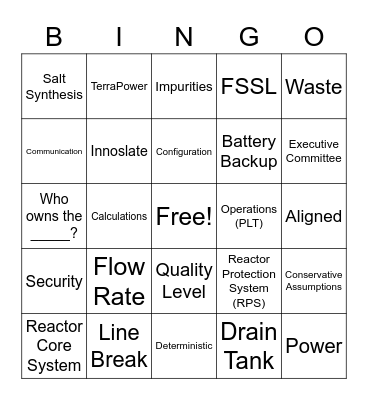 MCRE Kickoff Meeting Bingo Card