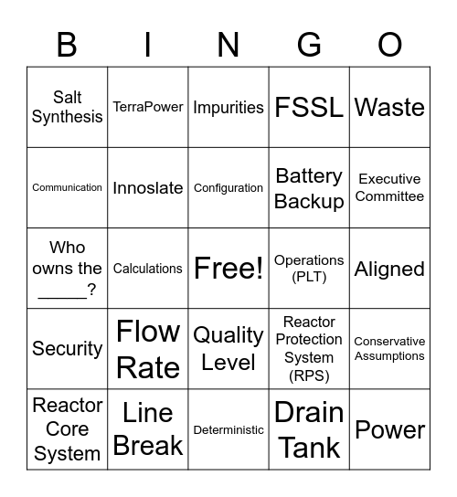 MCRE Kickoff Meeting Bingo Card