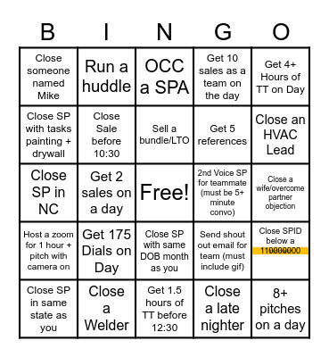 Angi Bingo Card
