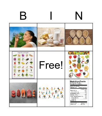 Nutrition Bingo Card