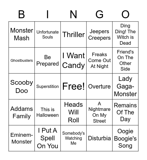 Lindley Halloween Bingo Card