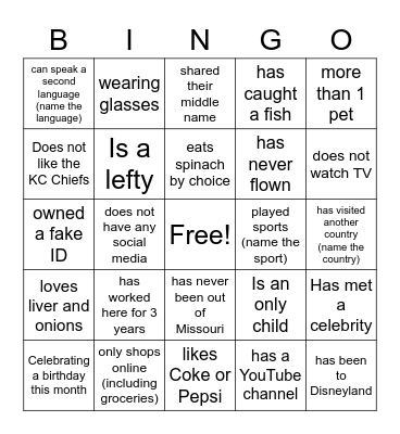 Client Access Bingo Card