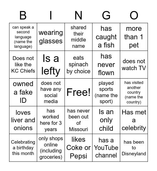 Client Access Bingo Card