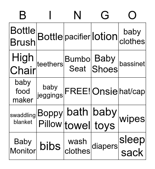 Steven and Krysi's Baby Shower Bingo!! Bingo Card