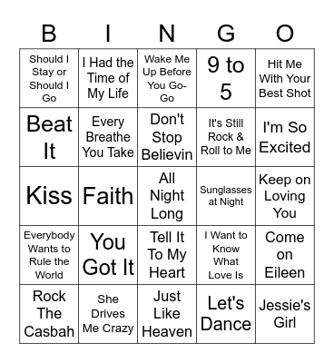 Singo 80s Bingo Card
