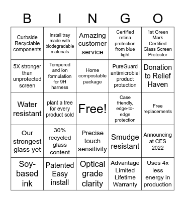 Pure 2 Edge Bingo Card