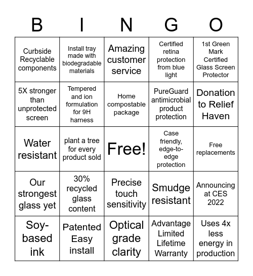 Pure 2 Edge Bingo Card