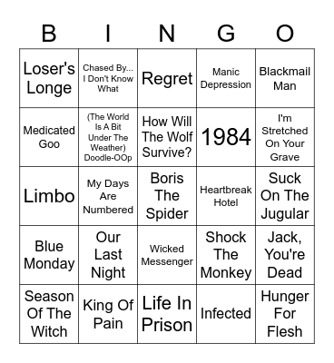 Vinyl Bingo - Spooky Edition Bingo Card