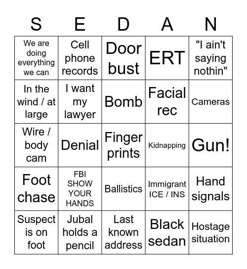 B&J FBI Bingo Card