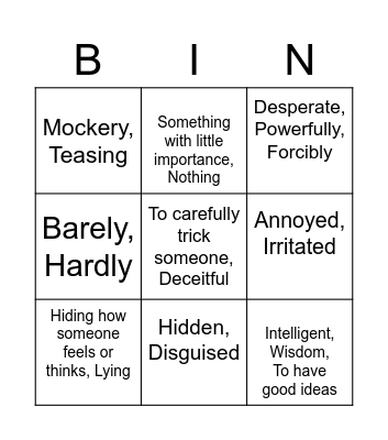 Tell-Tale Heart Vocab Bingo Card