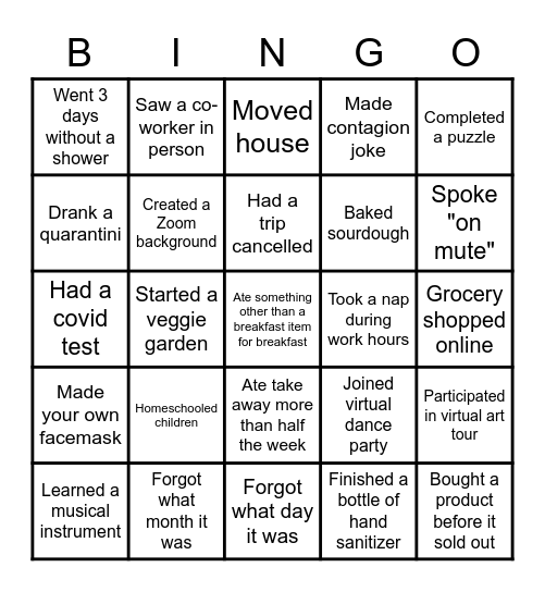 Bingo Bonanza - Corona Style Bingo Card