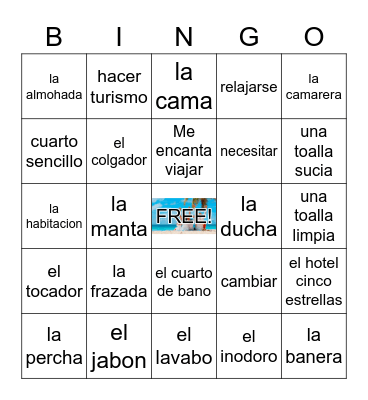 Vocabulario En el hotel Bingo Card