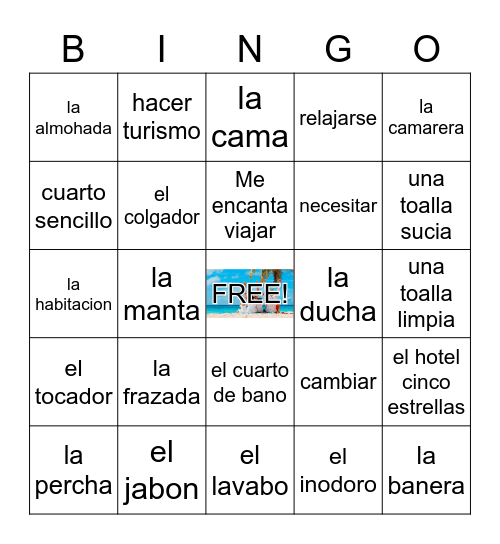 Vocabulario En el hotel Bingo Card