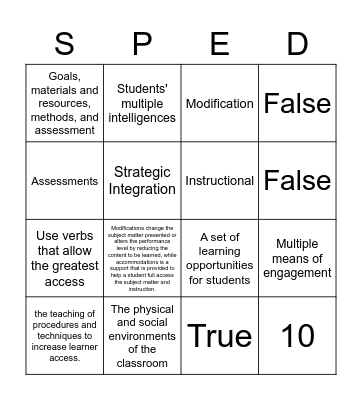 Chapter 8 Bingo Card