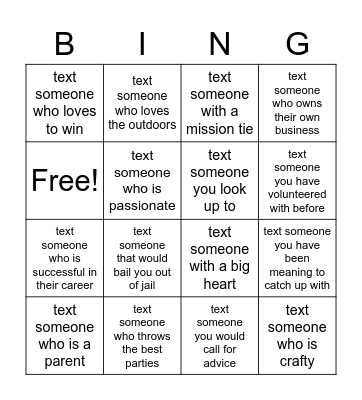 Leadership Team Bingo Card