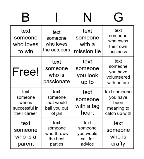 Leadership Team Bingo Card