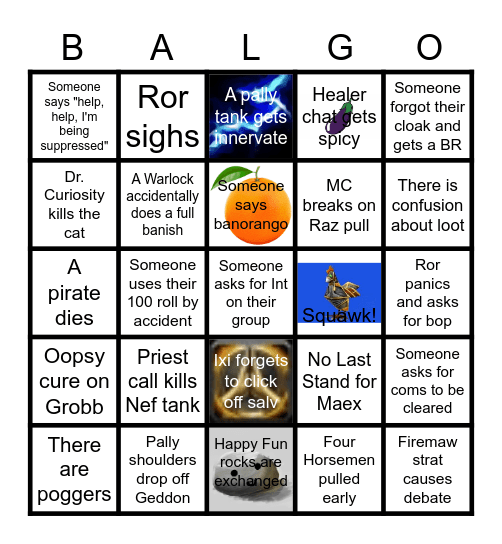 Fellowship MC/BWL/Naxx BALGO Bingo Card