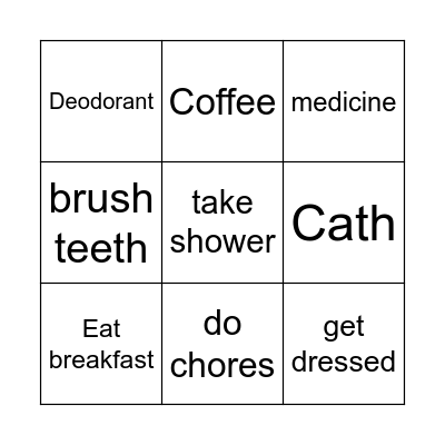 8:30- morning routine Bingo Card