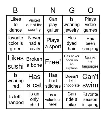 Find someone who... Bingo Card
