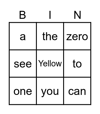 Red Sight Words Bingo Card