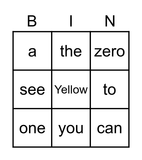 Red Sight Words Bingo Card