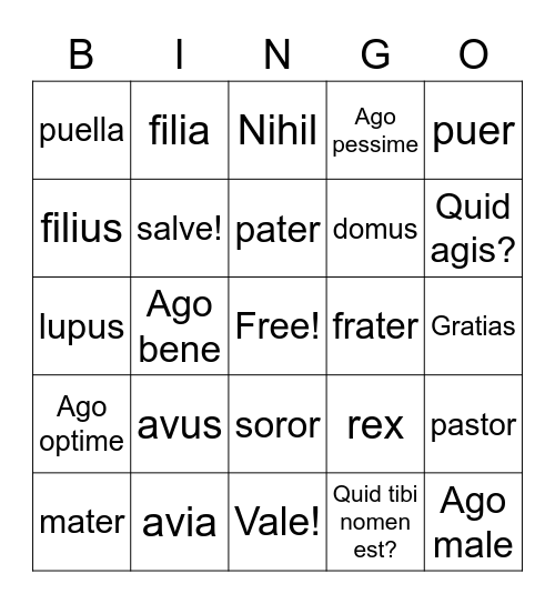 Elementa Vocab Unit 1-2 Bingo Card