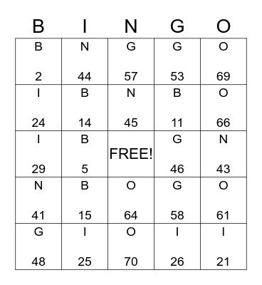 Community Bingo Card