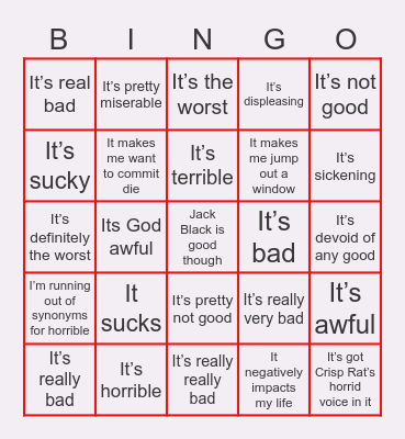 Mario Movie Bingo Card