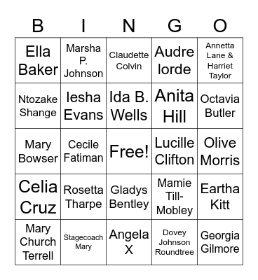 Black Women Bingo Card