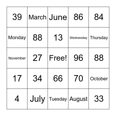 Bingo October 20, 2021 Bingo Card