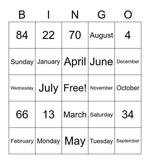 Bingo October 20, 2021 Bingo Card