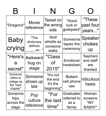 GRADUATION 2015 Bingo Card