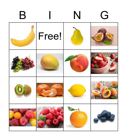 Les Fruits Bingo Card