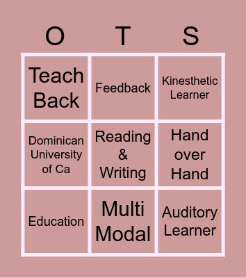 Education Bingo Card