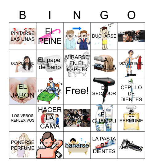 LA RUTINA Y OBJETOS Bingo Card