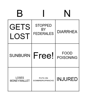 KURT DIES IN MEXICO Bingo Card