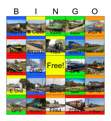 Colorful World of Diesel Locomotives Bingo Card