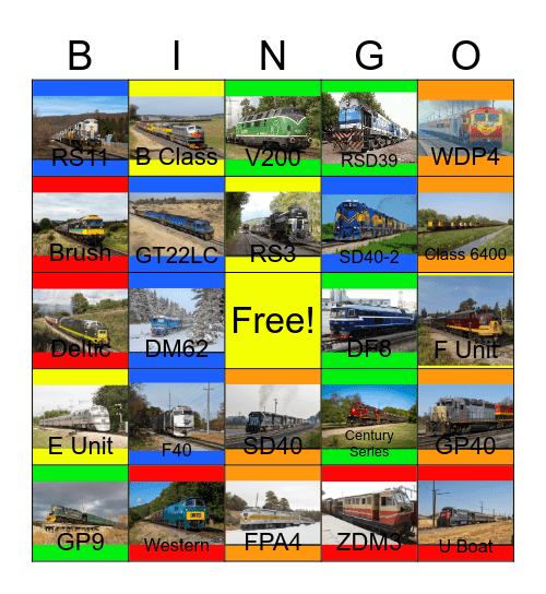 Colorful World of Diesel Locomotives Bingo Card