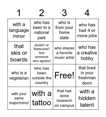 Find a Brother Bingo Card